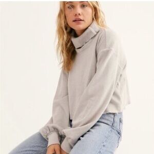 Free People Cream Turtleneck Sweater Cozy Cowl Neck